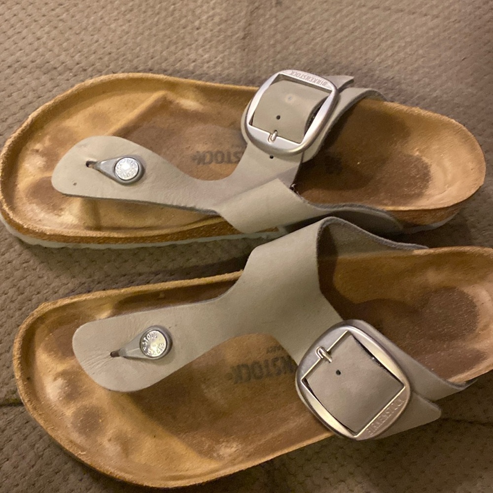 Birkenstock Gizeh Big Buckle LEATHER Sandal Size 42 Regular /L11M9 Dove Gray